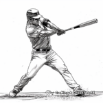 Realistic Bat Swinging Baseball Player Coloring Pages 1