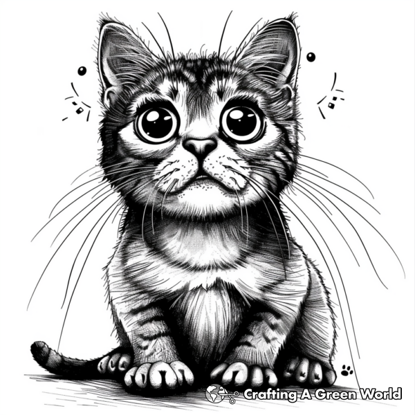 Realistic Domestic Cat Coloring Pages 1