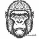 Realistic Gorilla Face: Jungle-Scene Coloring Pages 1