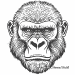 Realistic Gorilla Face: Jungle-Scene Coloring Pages 3