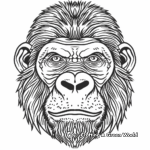 Realistic Gorilla Face: Jungle-Scene Coloring Pages 4