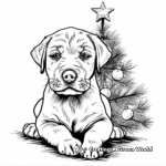 Realistic Labrador Retriever Puppy and Christmas Tree Coloring Pages 1