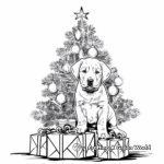 Realistic Labrador Retriever Puppy and Christmas Tree Coloring Pages 2