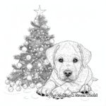 Realistic Labrador Retriever Puppy and Christmas Tree Coloring Pages 4