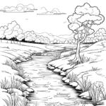 Realistic River Landscape Coloring Pages 1