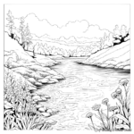 Realistic River Landscape Coloring Pages 4