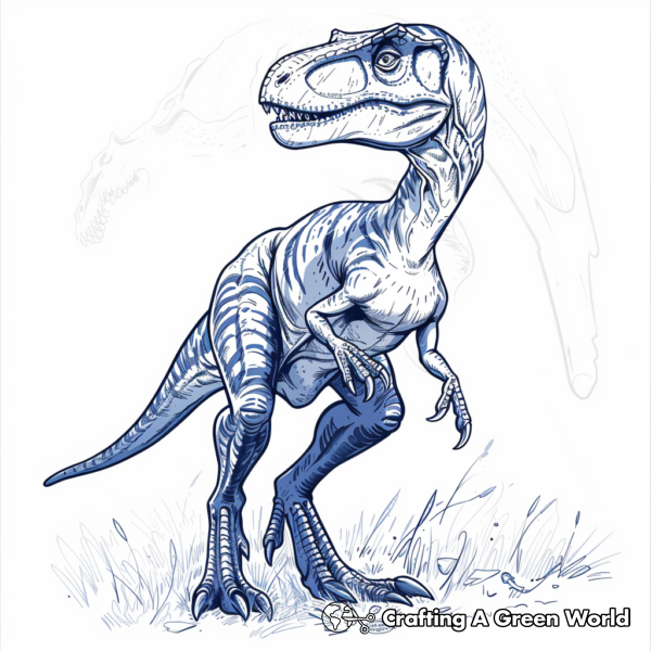 Realistic Velociraptor Blue Coloring Pages 1