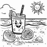Refreshing Lemonade in the Sun: Beach-Scene Coloring Pages 1