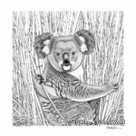 Relaxing Koala with Nature Background Coloring Pages 1
