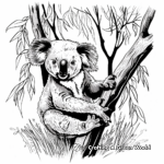 Relaxing Koala with Nature Background Coloring Pages 2