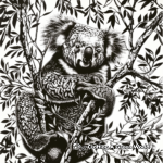 Relaxing Koala with Nature Background Coloring Pages 3