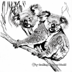 Relaxing Koala with Nature Background Coloring Pages 4