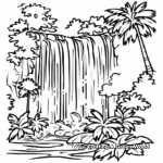 Relaxing Rainforest Waterfall Coloring Pages 1