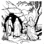Resurrection Scene: Empty Tomb Coloring Pages 1