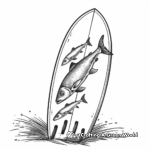 Retro Fish Surfboard Coloring Pages 1