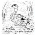River Habitat: Mallard Duck and Ducklings Coloring Pages 2