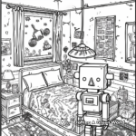 Robot-Themed Bedroom Coloring Pages 2