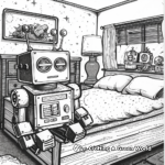 Robot-Themed Bedroom Coloring Pages 4