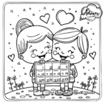 Romantic February Calendar Coloring Pages 2