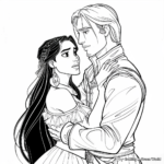 Romantic Pocahontas and John Smith Coloring Pages 1
