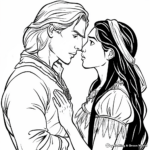 Romantic Pocahontas and John Smith Coloring Pages 2