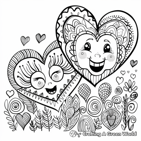 Romantic Two Hearts Coloring Pages 1