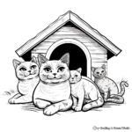 Russian Blue Cat in a Pet House Coloring Pages 1