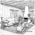 Rustic Country Home Interior Coloring Pages 1