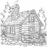 Rustic Log Cabin Coloring Pages for Adults 3