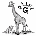 Safari Adventure: Giraffe Amidst Wild Animals Coloring Pages 2