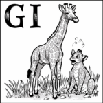 Safari Adventure: Giraffe Amidst Wild Animals Coloring Pages 3