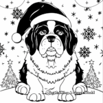 Saint Bernard Puppy with a Christmas Hat Coloring Pages 1