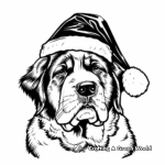 Saint Bernard Puppy with a Christmas Hat Coloring Pages 2