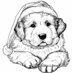 Saint Bernard Puppy with a Christmas Hat Coloring Pages 3