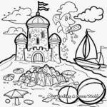 Sand Castle and Beach Ball Coloring Pages 1