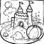 Sand Castle and Beach Ball Coloring Pages 2