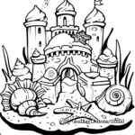 Sand Castle and Seashell Embellished Coloring Pages 1