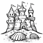Sand Castle and Seashell Embellished Coloring Pages 3