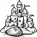 Sand Castle and Seashell Embellished Coloring Pages 4
