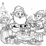 Santa and Elfs Preparing Gifts Coloring Pages 3