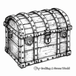 Scalloped-Edge Vintage Treasure Chest Coloring Pages 1