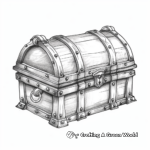Scalloped-Edge Vintage Treasure Chest Coloring Pages 2