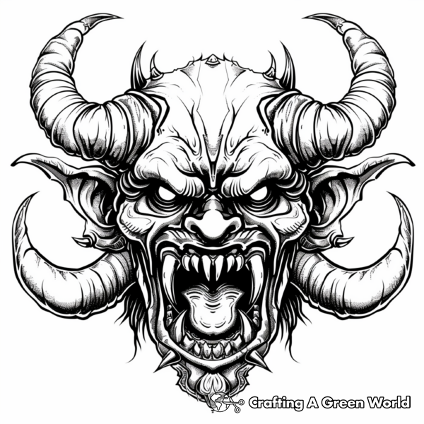 Scary Horned Demon Coloring Pages 1