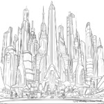Scene Page: Bustling Zootopia Cityscape Coloring Pages 2