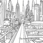 Scene Page: Bustling Zootopia Cityscape Coloring Pages 4