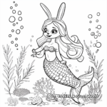 Scenic Underwater View with Bunny Mermaid Coloring Pages 1