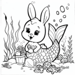 Scenic Underwater View with Bunny Mermaid Coloring Pages 2