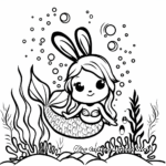 Scenic Underwater View with Bunny Mermaid Coloring Pages 3