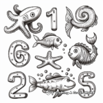 Sea Creatures Numbers 1-10 Coloring Pages 2