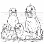 Sea Lion Family Coloring Pages: Adult and Pups 2